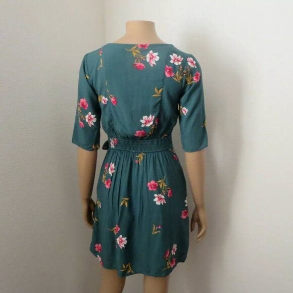 NWT Abercrombie Womens Wrap Front Floral Dress Size XXS Green Half Sleeve - Picture 5 of 6